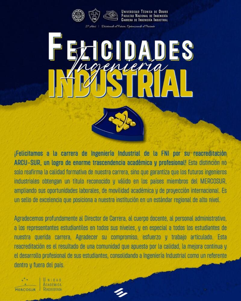 Felicidades por la Re-Acreditación al Sistema ARCU-SUR