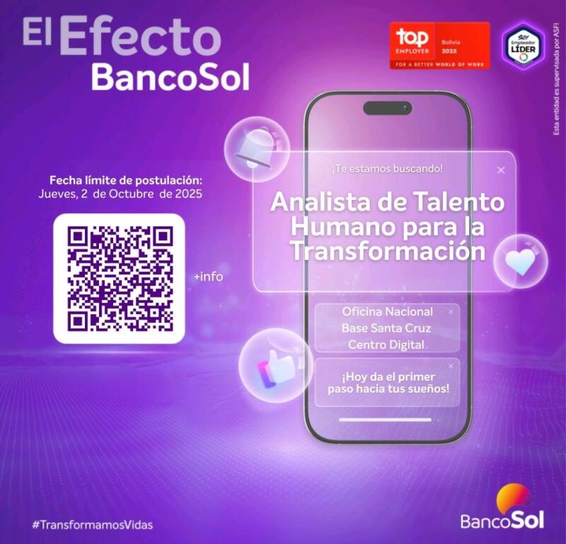 Esta es tu oportunidad para ser parte del Banco Sol.