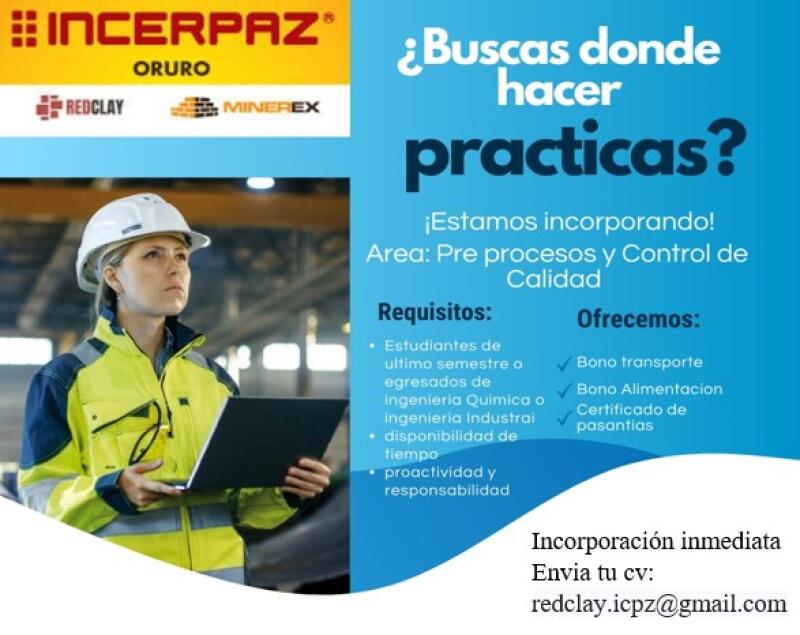 Esta es tu oportunidad para ser parte de Incerpaz Oruro